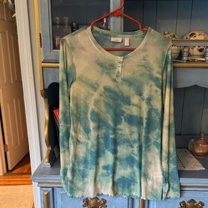 Logo layers Green Tie-Dye Long Sleeve Top